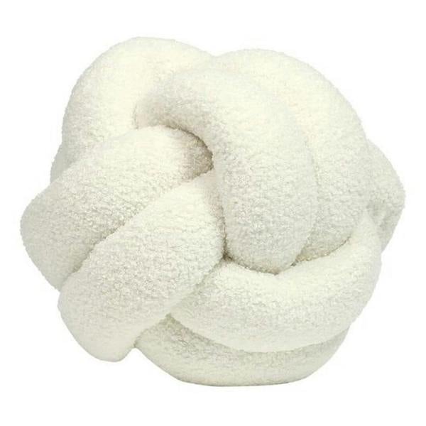 Furn Boucle Fleece Knotted Cushion - Ecru