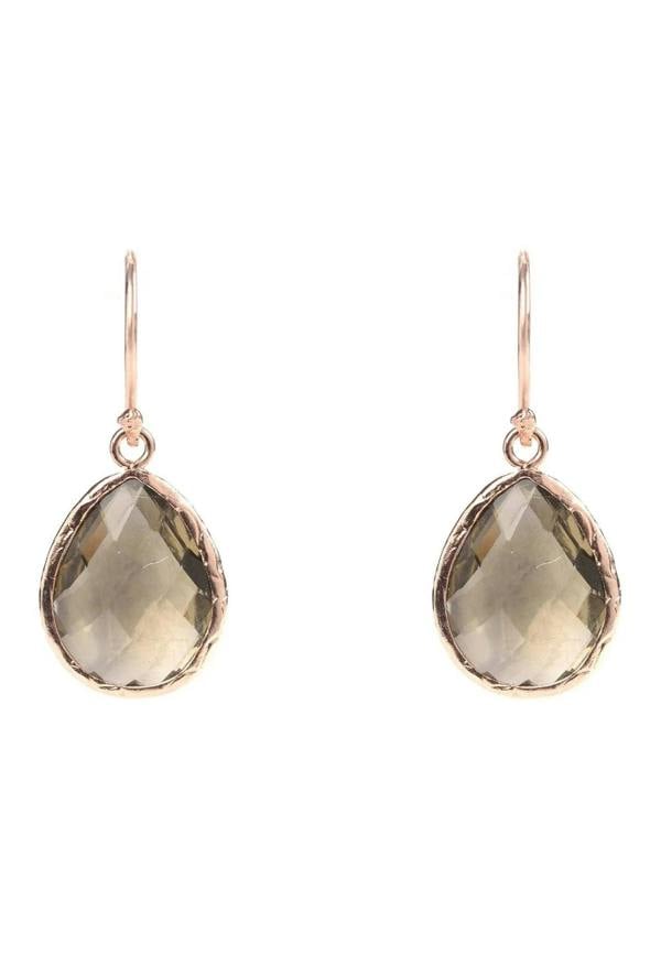 Petite Drop Earrings Smokey Quartz Rosegold - LATELITA Earrings