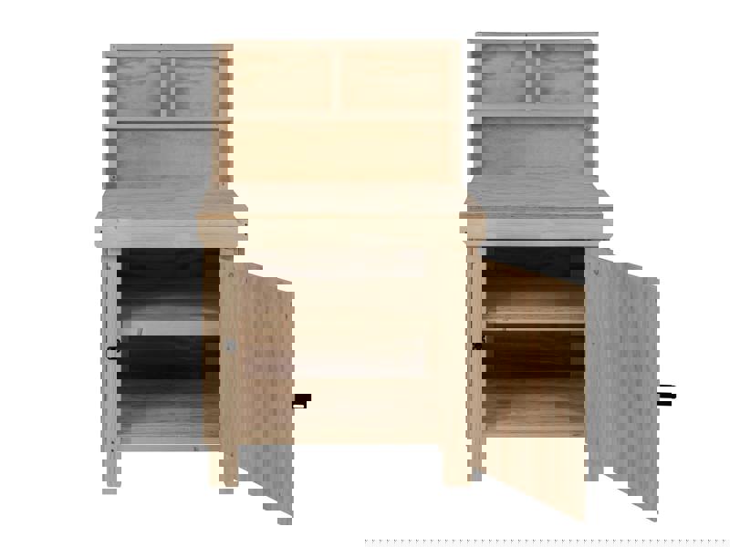 Arbor Garden Solutions Wooden Plywood Top Workbench With Lockable Cupboard (V.9) With back panel, Double Shelf