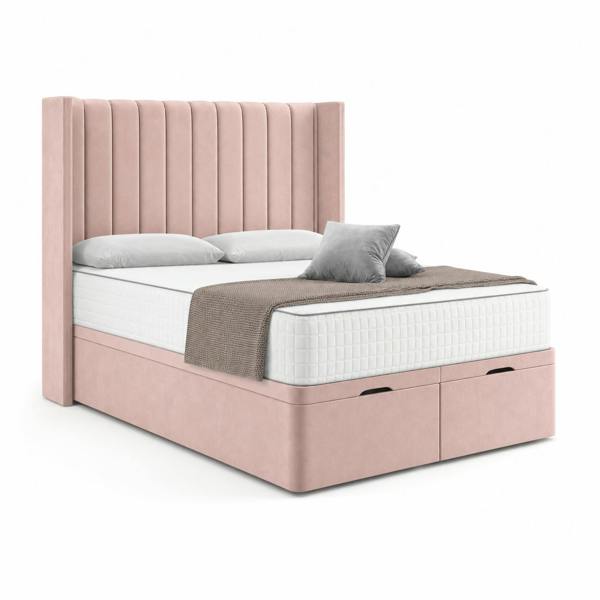 Great British Beds Sapphire Winged Divan Ottoman Bed - Pink Plush