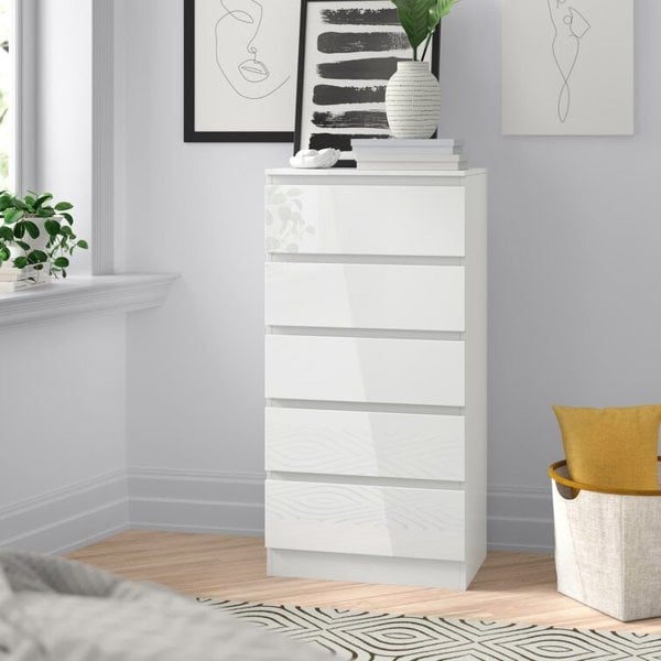 Carlton 5 Drawer Cabinet in Gloss White