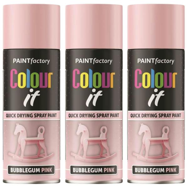 Paint Factory 3X  Bubblegum Pink Gloss Spray Paint 400ml