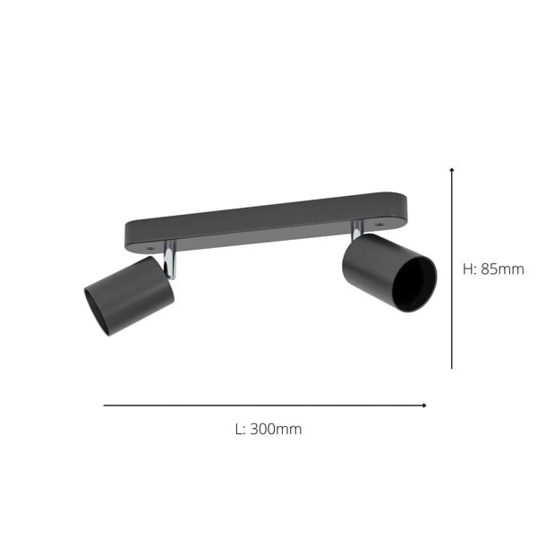 EGLO Basic Reciso-E Black Steel Eco-Friendly 2-Light Spotlight
