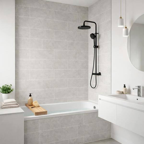 Britwall Brick Light Grey Matt PVC Shower Panel – Light Grey