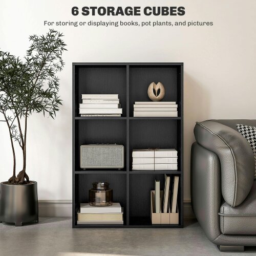 Wyld Haus Sasu Wood Black Effect 6 Cube Storage Bookcase