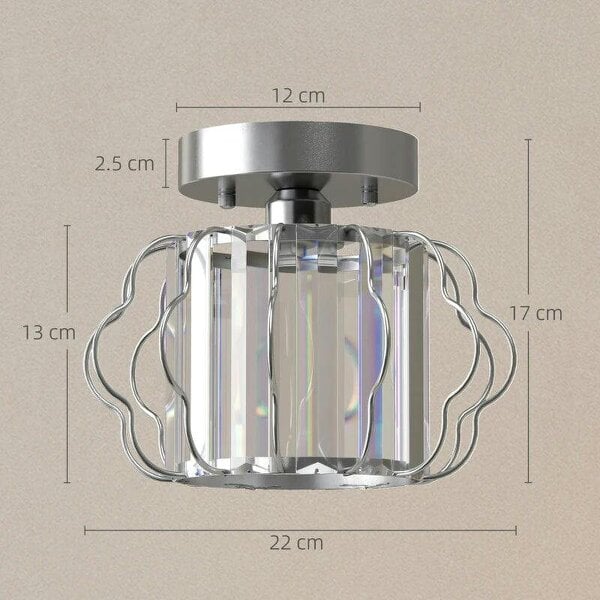 Crystal Ceiling Light Fixtures, Modern Semi-Flush Ceiling Lighting with Crystal Strips, 2 Pack, Silver Tone