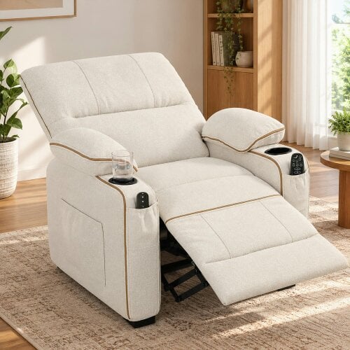 HOMCOM Electric Massage Recliner Armchair with Vibration, Heat, Beige