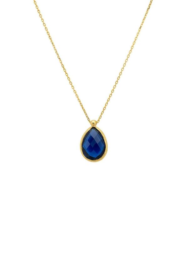 Petite Drop Necklace Gold Sapphire Hydro - LATELITA Necklaces