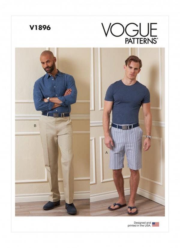 Vogue Sewing Pattern 1896, Shorts, Trousers for Men, MUU (34-36-38-40) - Intermediate