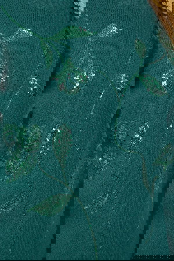 Flower Sequin Embellished Jumper