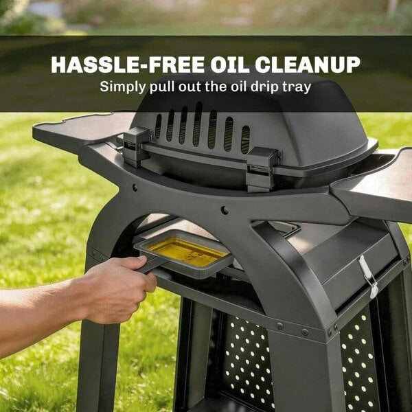 Bobobiy 2 Burner Gas Grill with 2 Side Tables, 3.8 KW Barbecue Grill with Cast Iron Grates, 2-in-1 Tabletop BBQ with Wheels
