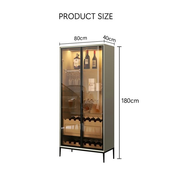 Delfina Wine Cabinet, Cabinet With Wine Rack, Light Grey Wood with cabinet pudding