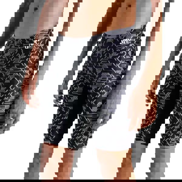 Arena Escape Swim Jammer black and white geometric print swim trunks