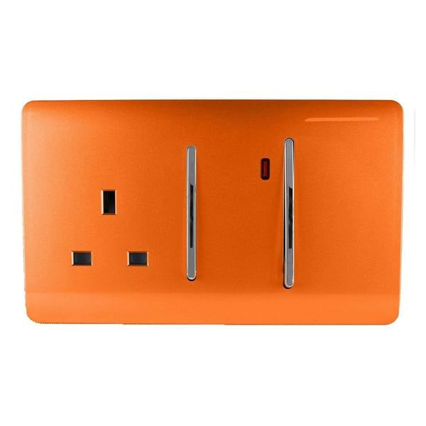 Trendi Switch 45 Amp Cooker Switch & 13 Amp Plug Socket with Neon in Sunset Orange