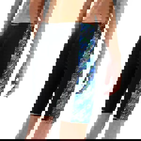 Arena Boys Draft Swim Jammer in black with blue green side pattern