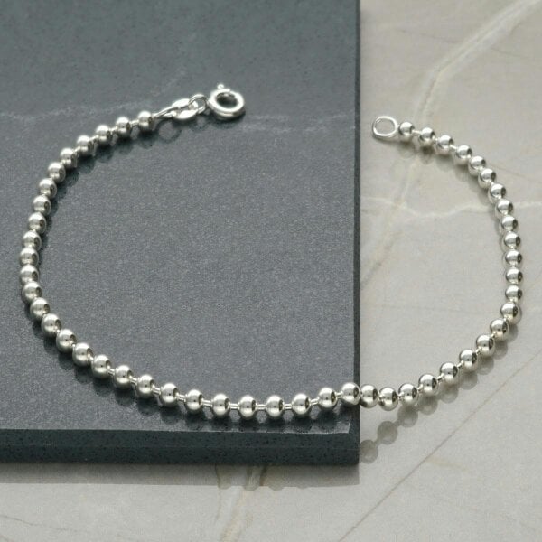 Christopher James of London Sterling Silver 3mm Bead Ball Bracelet