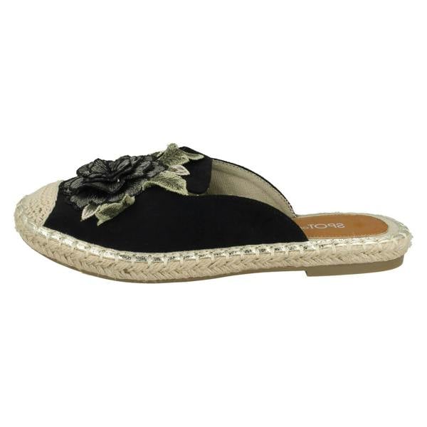 Spot On Ladies Spot On Flower Embellishment Espadrille Mules
