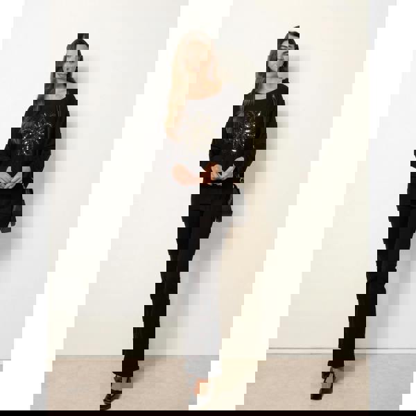 Blue Vanilla Embroidered Sequin Flower Top