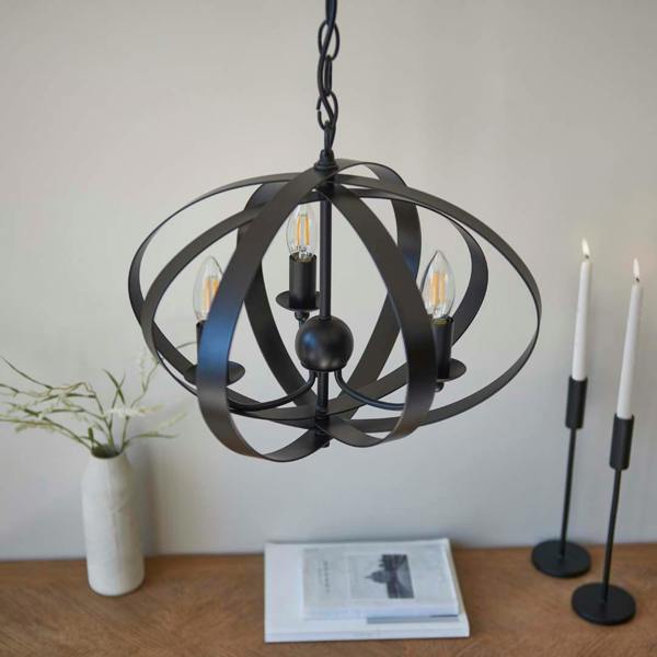 Pagazzi Lighting Midnight 3 Light Matte Black Pendant Ceiling Light