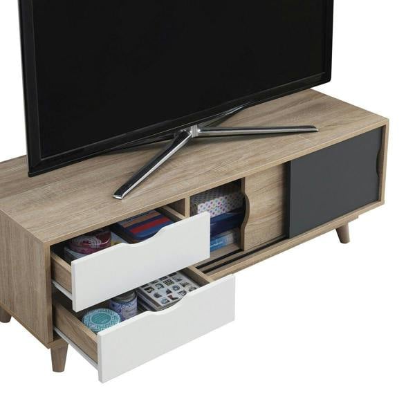 Timber Art Design Alford Scandinavian TV Unit Stand 120cm Media Cabinet +2 Drawers