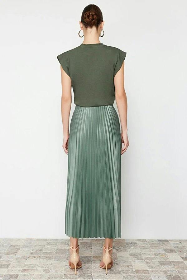 WOVCOR Pleated Maxi Stretch Knit Skirt