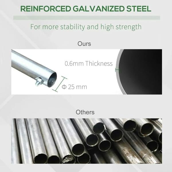 Reinforced galvanized steel tube, 0.6mm thickness, 25mm diameter