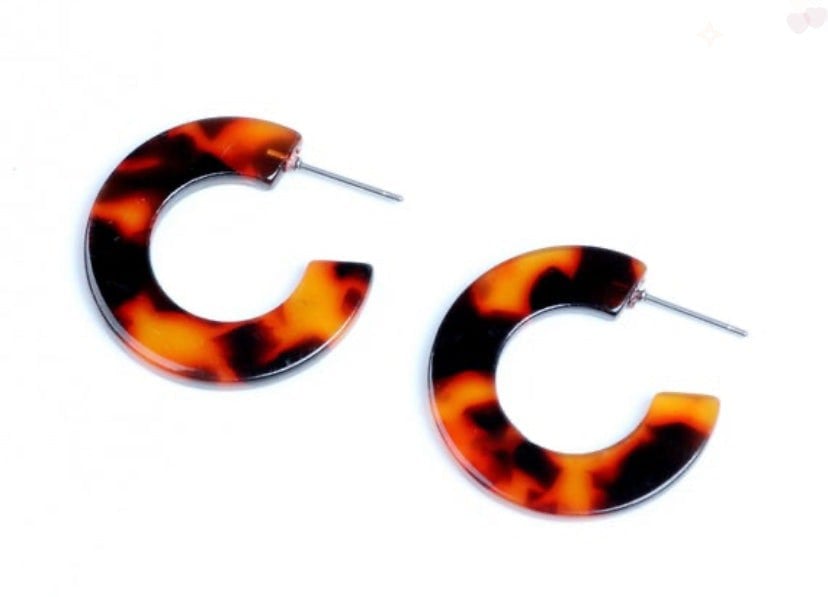 One Of A Kind Club Turtoiseshell thick small hoop acrylic earrings