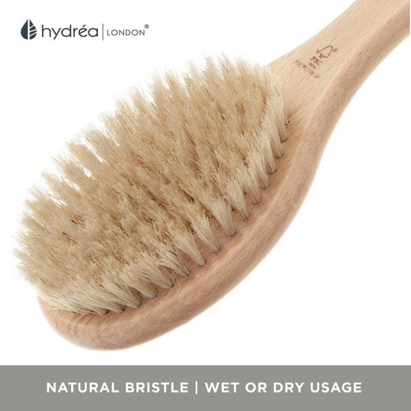 Hydréa London Long-Handled Wet & Dry Body Brush - FSC® Certified Beechwood with Natural Bristle