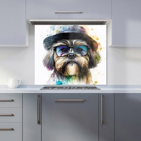 Warren Reed - Designer Lhasa Apso Dog With Glasses Splashart Kitchen Splashback