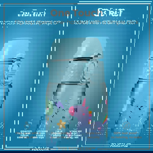 ION8 Leak Proof Kids Water Bottle, Recyclon, Blue Unicorns, 350ml (12oz)