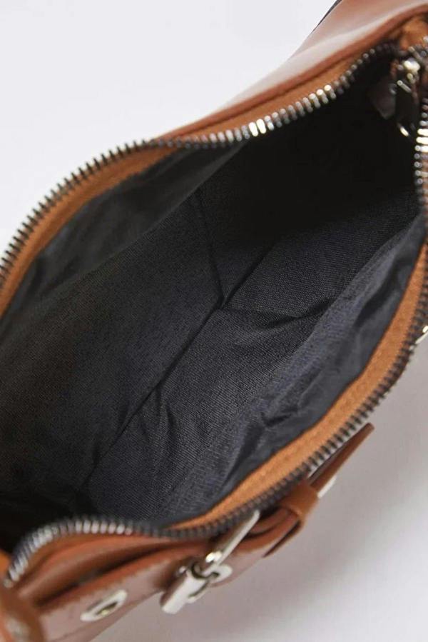 WOVCOR Baguette Shoulder Bag with Belt Buckle Detail