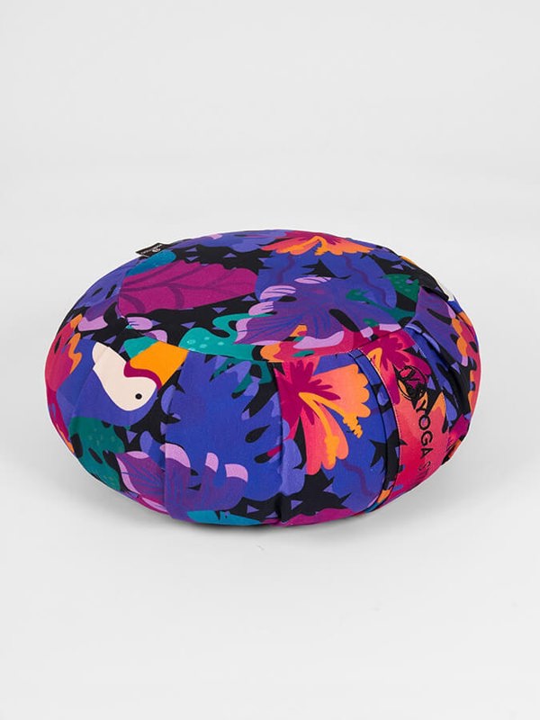 Yoga Studio Organic Cotton Buckwheat Round Floral Meditation Zafu Cushion