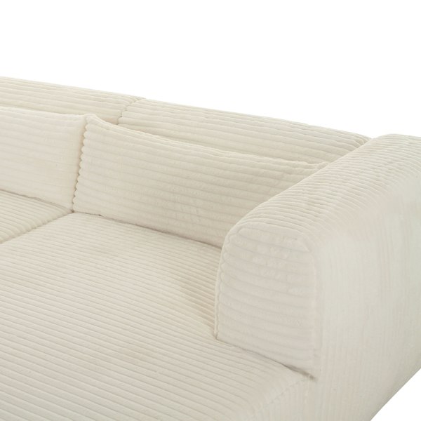 Furniture Edit Tarra Fluffy Oversized Cream Corduroy Modular RHF Sectional