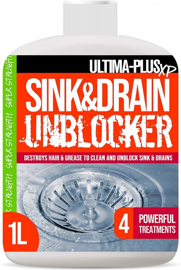 Ultima Plus XP Ultima-Plus XP Drain and Sink Unblocker Fluid Breaks Down Blockages Caused by Grime, Oil, Dirt, Grease, Food, Hair and More 1L