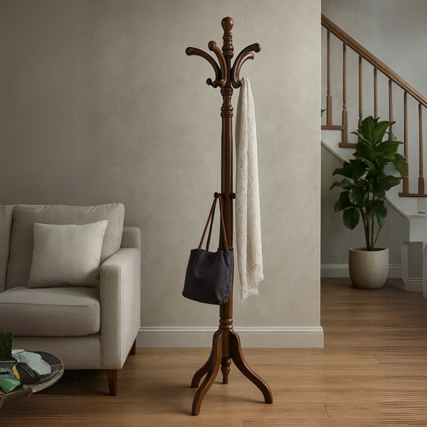 BMBO Wooden Coat Stand With 13 Hooks