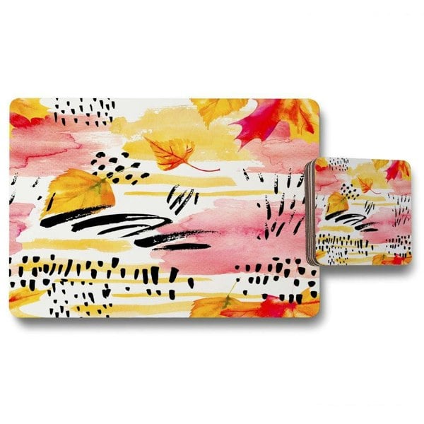 Abstract fall seamless pattern in Bright autumn colours (Placemat & Coaster Set) - Andrew Lee Home and Living