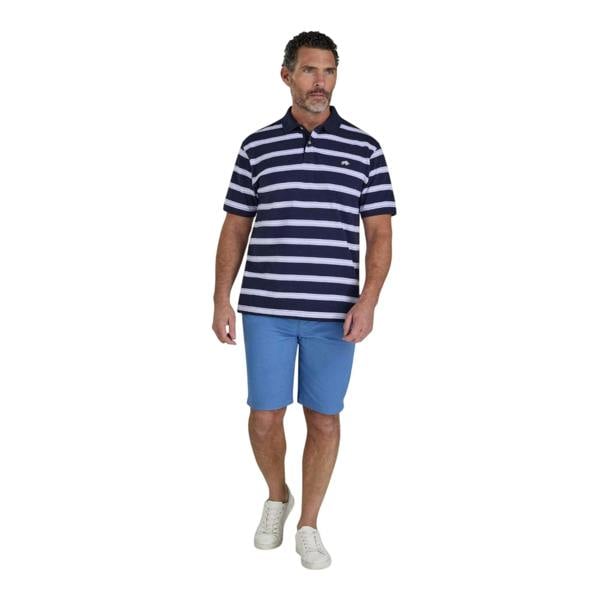 Raging Bull Mens Stripe Birdseye Pique Polo Shirt - Pink - 