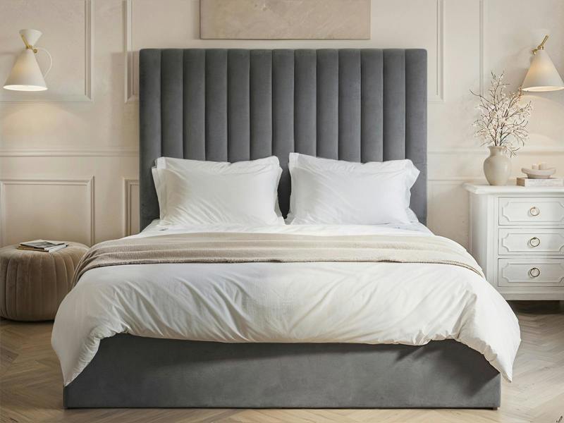 Flair Everley Ottoman Bed Grey Velvet