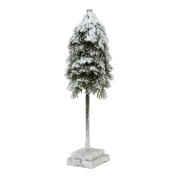 Hill Interiors Snowy Cedar Tree Wooden Block - Brown/White/Green