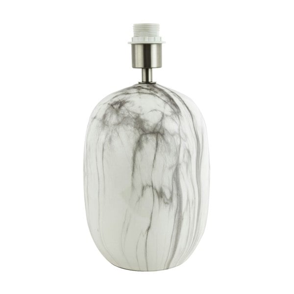 Marble Effect Ceramic Table Light Base with Gloss Glazing and Satin Nickel Trim Image 1