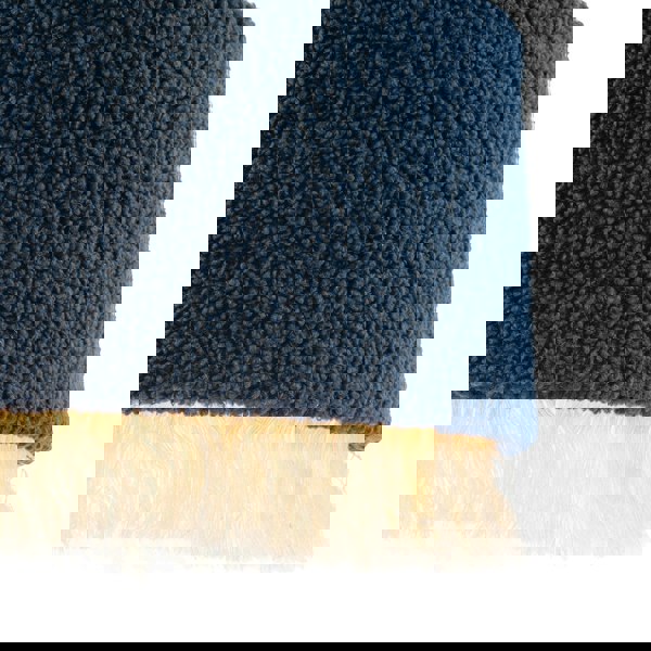 Midnight Blue Wool Lamp Shade with Ivory White Hanging Fabric Tassels Image 4