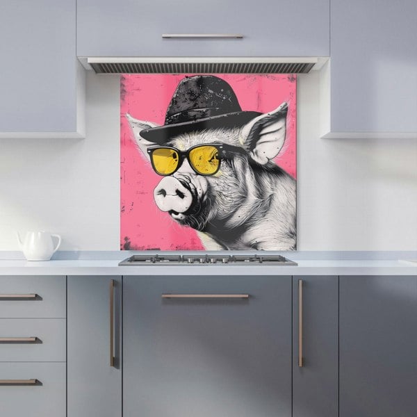 Warren Reed - Designer Pig In A Hat And Glasses Kitchen Splashback