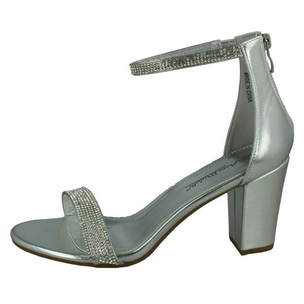 Anne Michelle Ladies Anne Michelle Wide Fit Block Heel Diamante Mule Sandal F12052