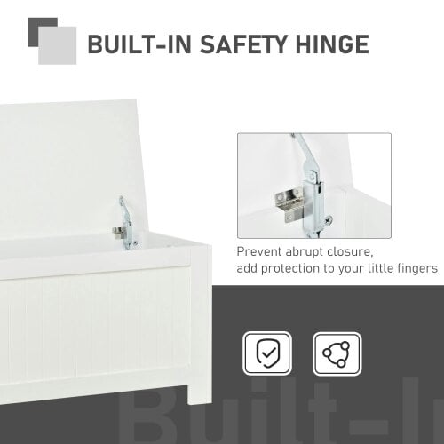 Wyld Haus Loro Farmhouse Wooden White Lift Top Storage Chest With Safety Hinges