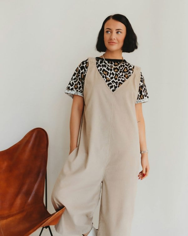 Grace Beige Wide Leg Jumpsuit- image 1
