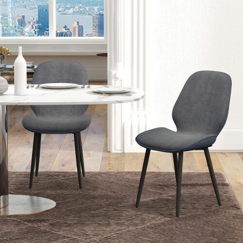 Wyld Haus Lelori Velvet Grey Dining Chairs Set Of 2 With Metal Legs