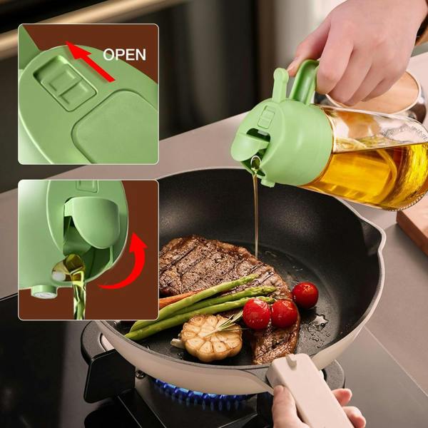 Dyzi Olive Oil Sprayer And Pourer 470ml Plastic Kitchen Bottle