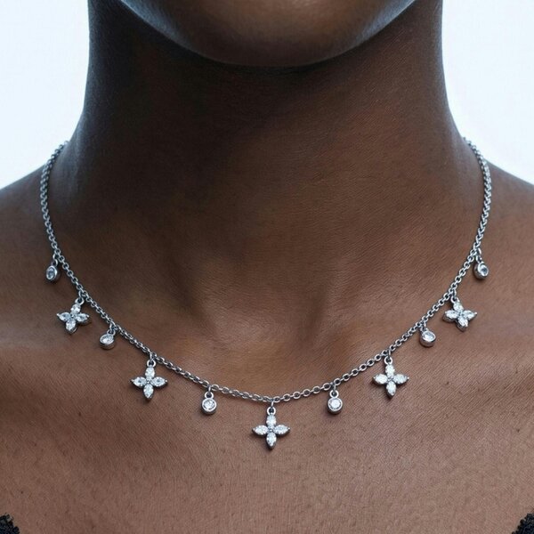 Uchi & Soto Kinmokusei Silver Floral Necklace