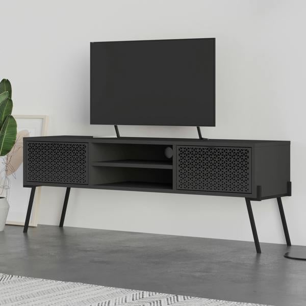 Decortie Naive Anthracite Grey UV Pattern TV Stand for TVs up to 55-inch (W) 143cm