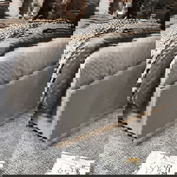 Casa Magna Bentley Upholstered Soft Velvet Metal Bed Frame - Grey